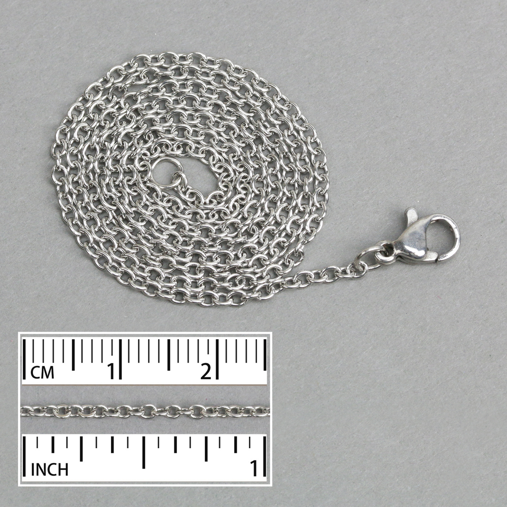 Chain & Clasps Stainless Steel Flat Rolo Chain 1.5mm with Clasp, 18", Pack of 5